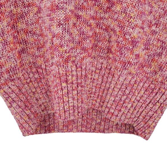 J. Crew Womens XS Pink Flared Sleeve Marled V Neck Sweater - Picture 3 of 6